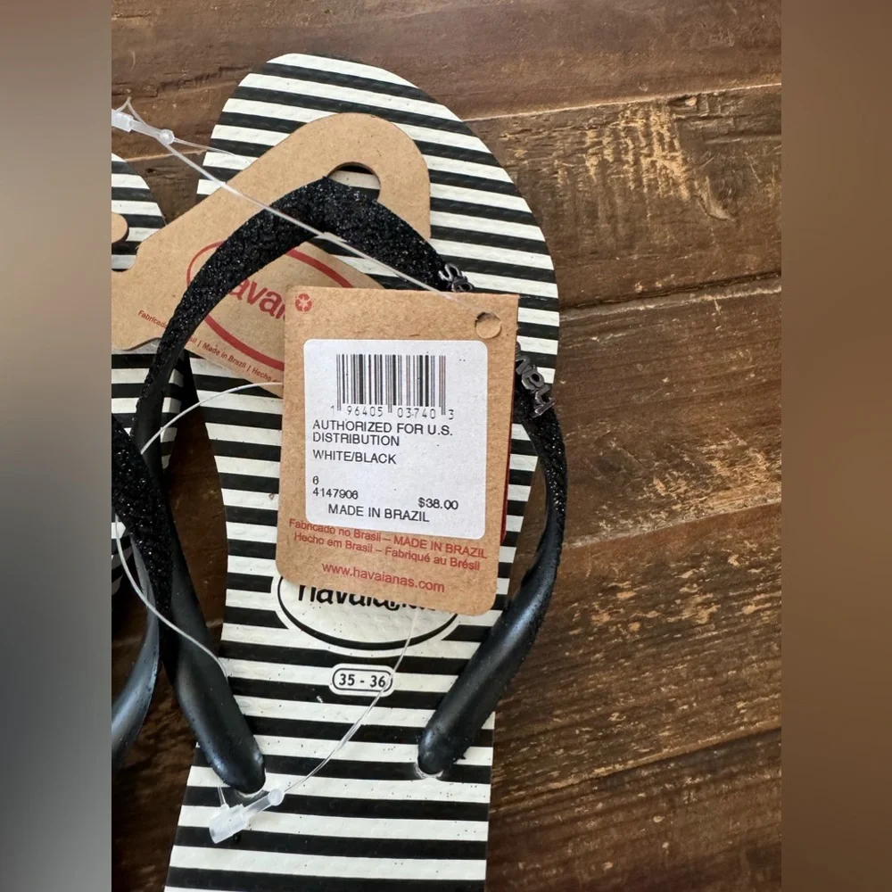 NEW! Havaianas Slim Glitter Stripes Flip Flop Sandal